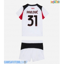 Camisa de time de futebol AC Milan Strahinja Pavlovic #31 Replicas 2º Equipamento Infantil 2025-26 Manga Curta (+ Calças curtas)